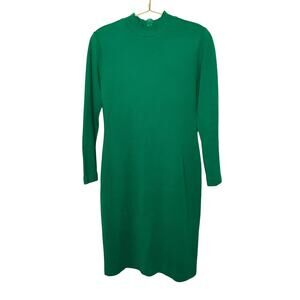 Howard Wolf Green Mock Neck Long Sleeve Sweater Dress M Vintage